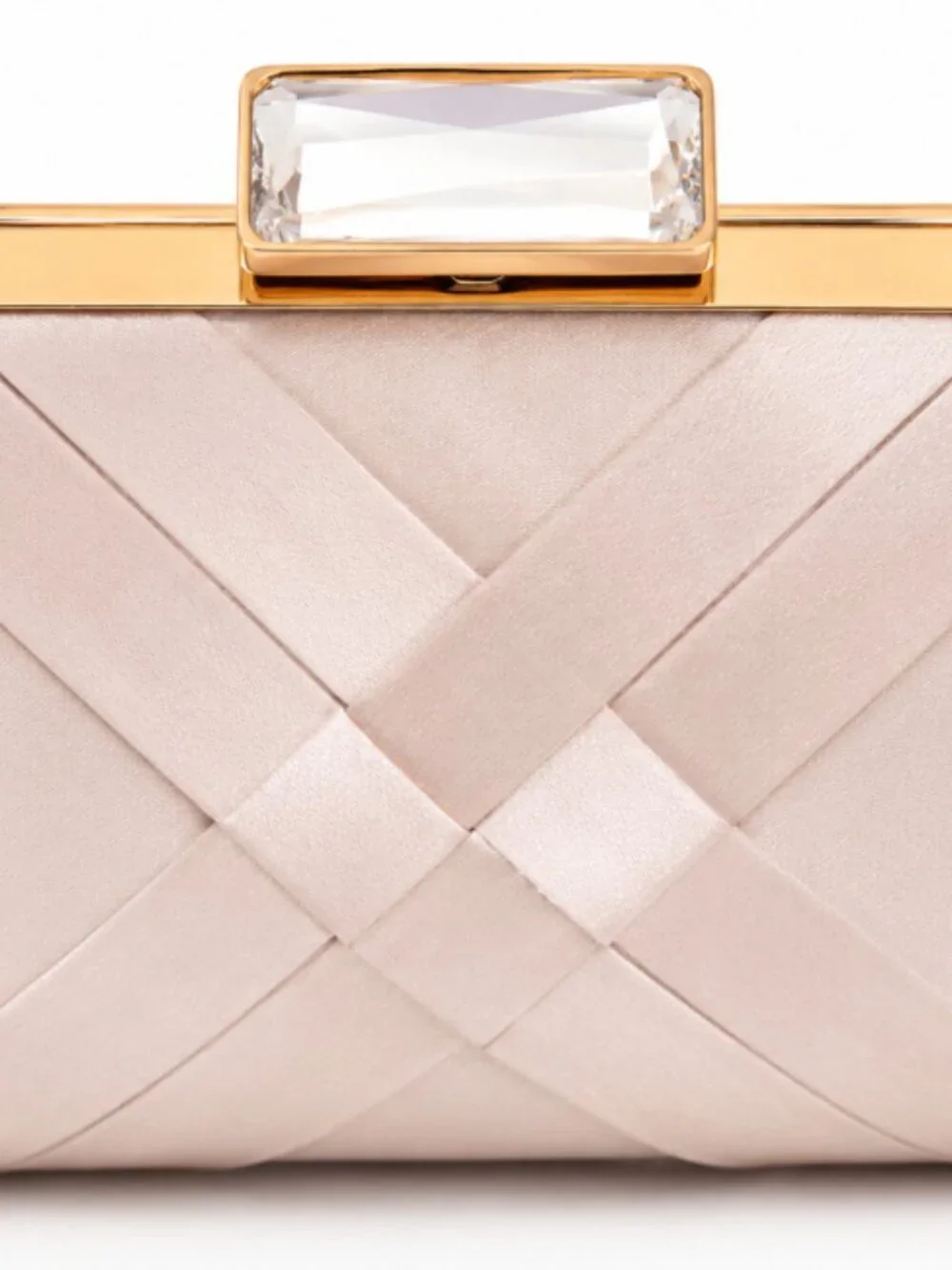 I.N.C. International Concepts Kelsie Satin Clutch Gold Chain Beige Blush Nude